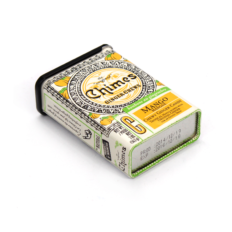 Rectangular Candy Container Slide Top Metal Tins